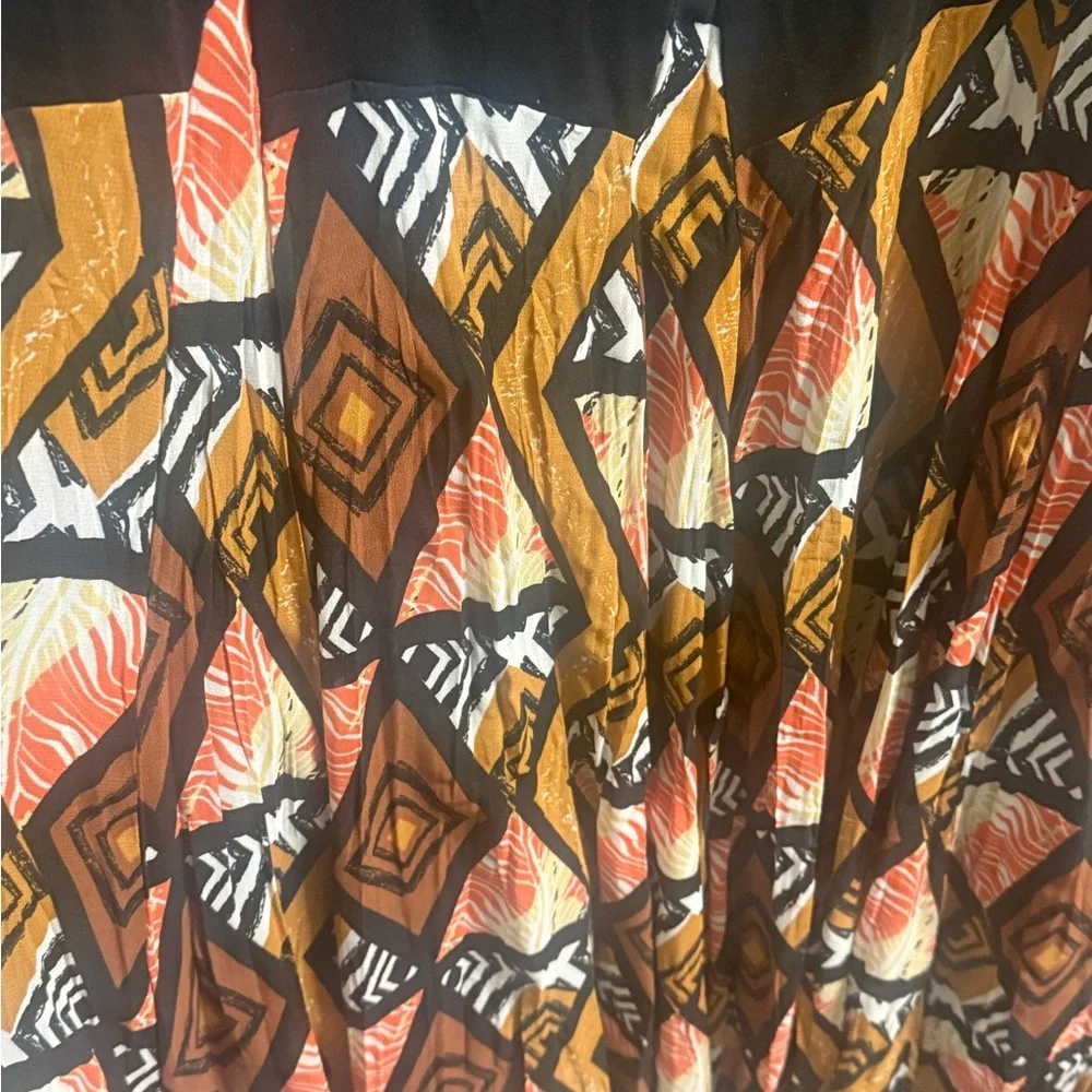 Ashley Stewart Black Tank Top Maxi Dress with Tribal Print Skirt - Picture 2 of 6